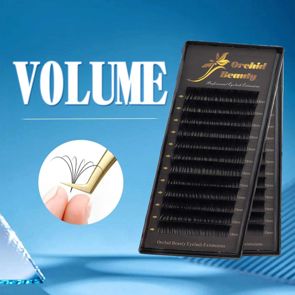 Orchid Beauty Wholesale 12Rows Classic Lash Extensions Custom Brand Single Eyelash Premium RussianVolume Eyelash Extensions Fans