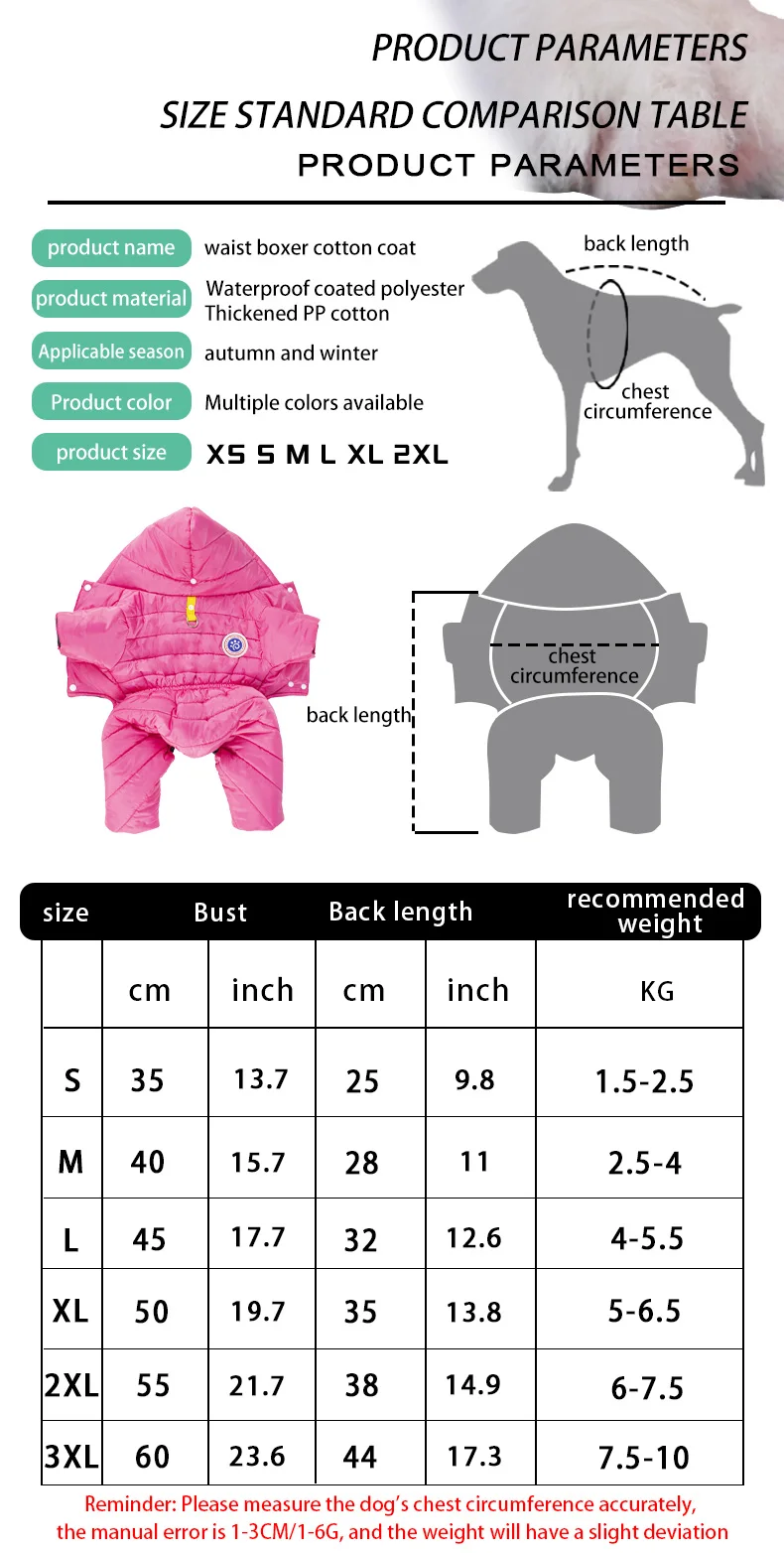 Wasserdichter Winter-Hundemantel, Haustierkleidung, Welpenkleidung, Weste, warme Hundekleidung, französische Bulldogge, Chihuahua, kleiner Hund, Ropa Para Perros – Detail 4