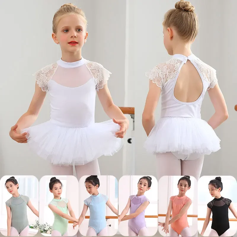 الفتيات الاطفال ملابس الرقص رداء رقص الباليه لأزياء النساء الجمباز Dancewear بلا أكمام الرقص الدانتيل ارتداء للسيدات بحيرة البجع
