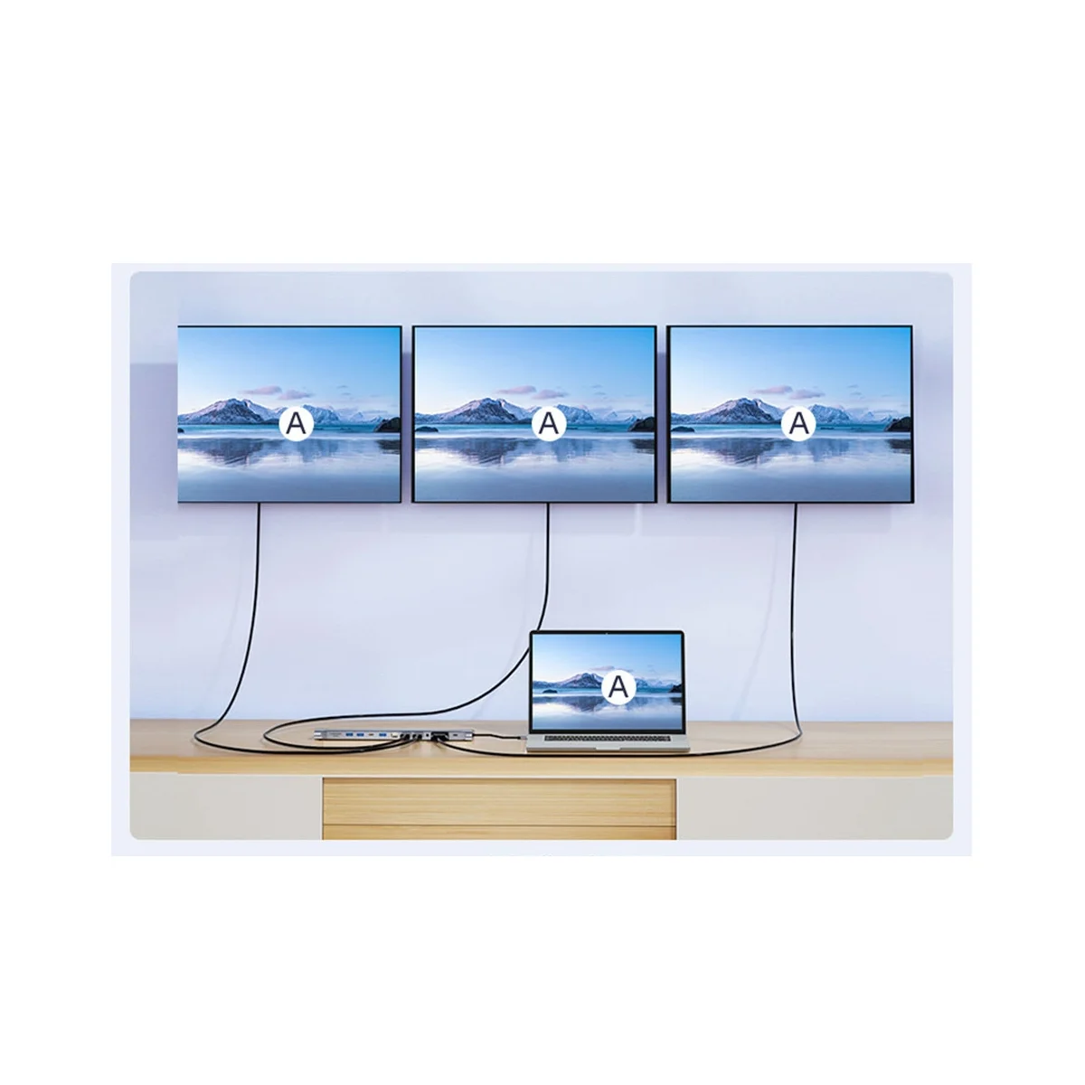 Airies USB C 12 en 1 Adaptateur USB C avec 4K -Compatible VGA USB-C 3 Gigabit Ethernet Audio SD/TF pour