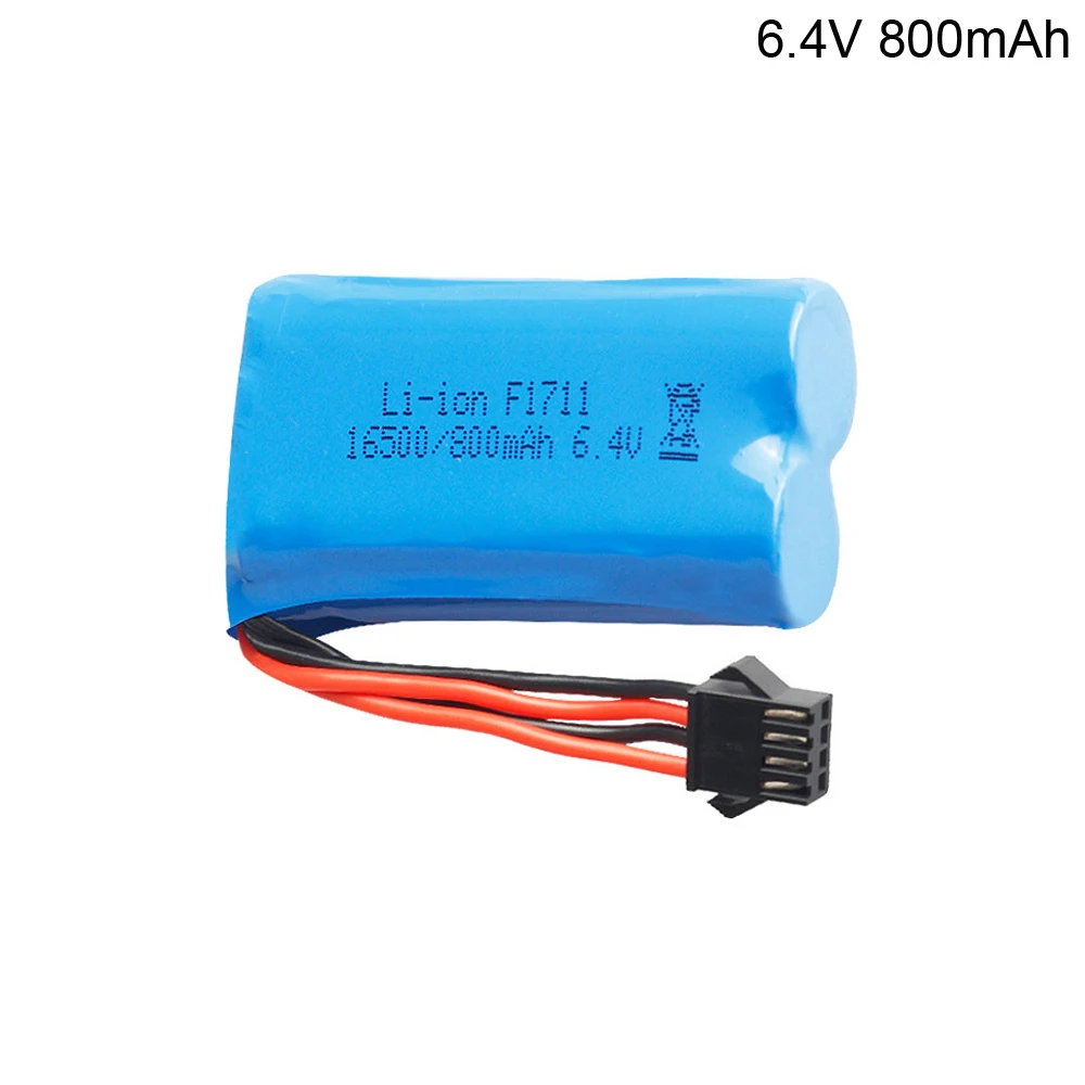 5 sztuk/partia 6.4 V 800mAh Lipo baterii dla WLToys 18628 18629 18428 18429 zdalnego szybki samochód zabawki SM4P złącze części zamiennych 6.4 V