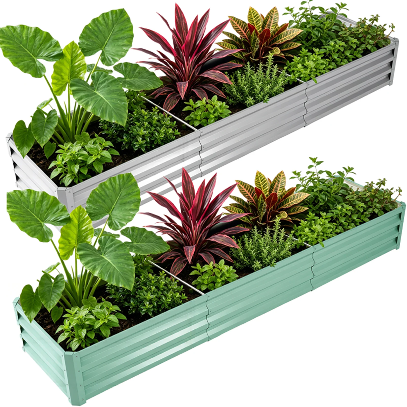 Planter Raised Metal - 8×2×1ft Galvanized Metal Raised Garden Bed,