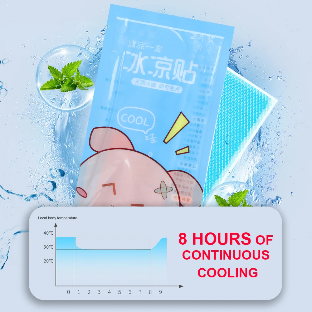 Fever Down Cooling Patch para crianças e adultos, baixa temperatura Almofadas de gel de gelo, aliviar a fadiga corporal, adesivo de insolação, 2-30