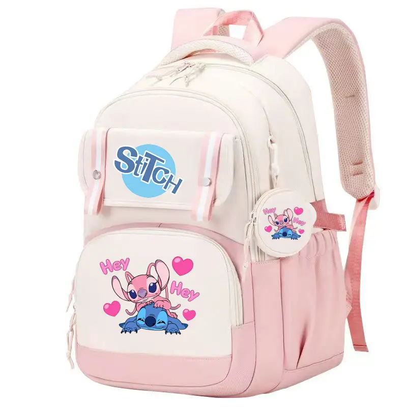 Stitch Large Capacity Backpack, Multiple Pocket Preppy Schoolbag, Cartoon Anime Daypack, Travel Commute Knapsack With Coin Purse