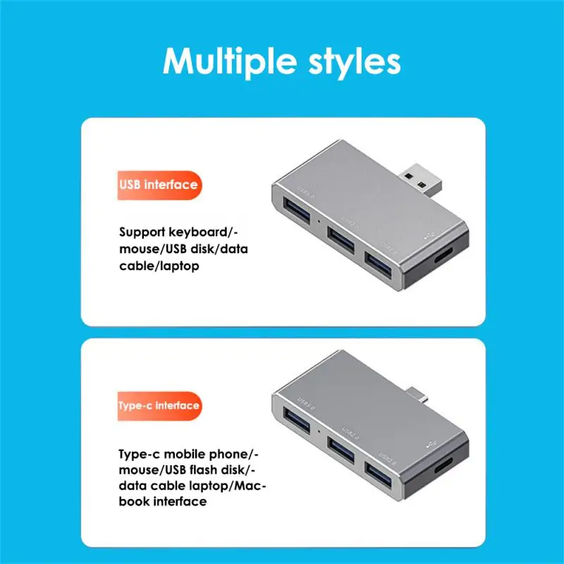 RYRA USB 3.0 Type C Hub 4 In 1 Multi -port Docking Station Splitter Mini Zinc Alloy USB 3.0 Hub High Speed Adapter For PC Laptop