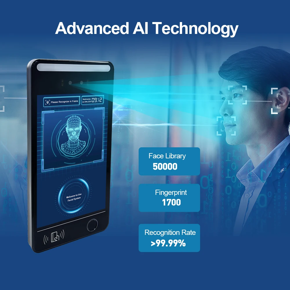 جهاز التعرف على الوجه بتقنية الذكاء الاصطناعي مقاس 8 بوصات للتحكم في الوصول البيومترية ونظام بطاقة التطبيق الداخلي مع شبكة WiFi #5
