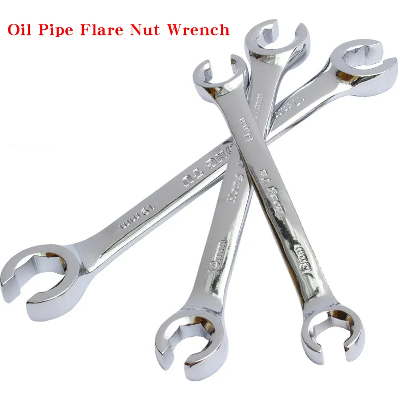 1pcs Oil Pipe Flare Nut Wrench Open Ring Double Head Spanner 8-10-12mm High Torque  Mirror Hand Tool Brake Wrench for Car Repair