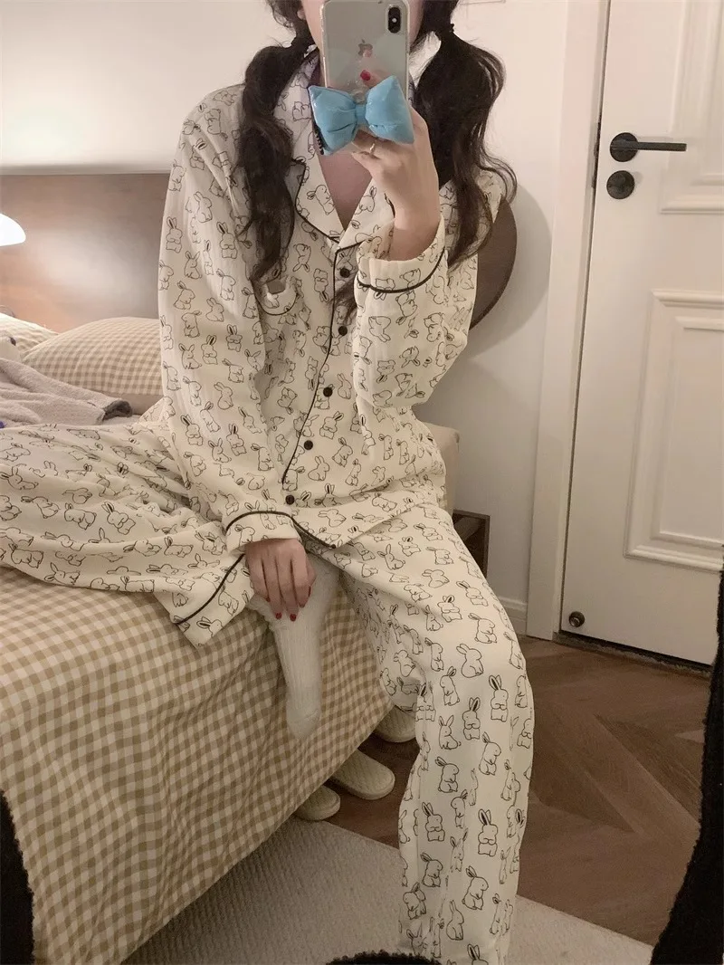 Set pigiama sexy Studente Cartoon Casual 2 pezzi Abbigliamento donna Configurazione Pantaloni da donna Abiti Co Ords Set Promozione Tuta Pantalone