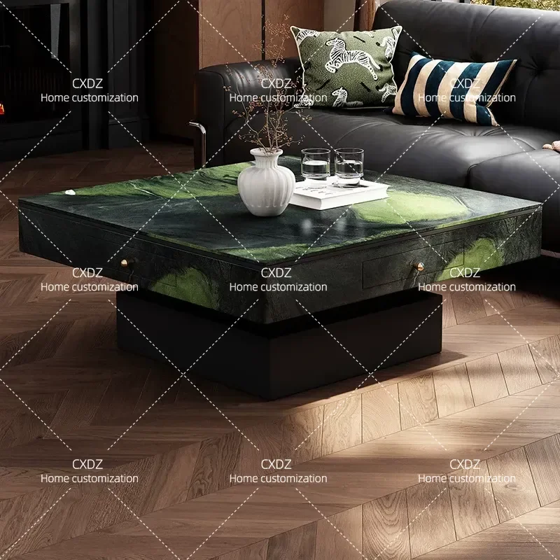 Automatic Lifting Mahjong Table with Rock Slab Top Dual Purpose Coffee and Dining Table Integrated Entertainment Poker Table