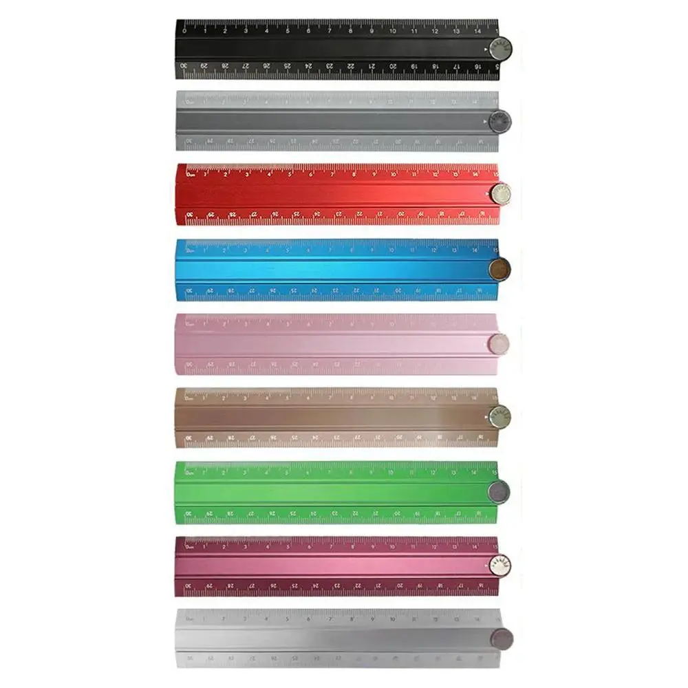 

Simplified 30cm Folding Ruler Aluminum Alloy Drawing Measuirng Tool Stationery Ruler Multifunctional Metal Ruler Students