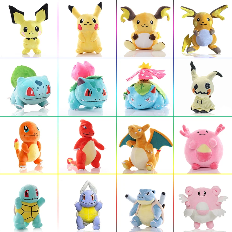 20cm Pokemon Pikachu Venusaur Blastoise Plush Toy Cartoon Ivysaur Raichu Charmeleon Doll Anime Charizard Blissey Kids Xmas Gifts