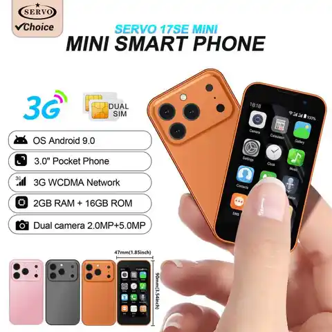 Nuevo SERVO 17SE Mini Smartphone 3G WCDMA Android 9,0 Dual SIM en espera 2GB + 16GB Wifi GPS Play Store bolsillo teléfono inteligente 3,0 pantalla