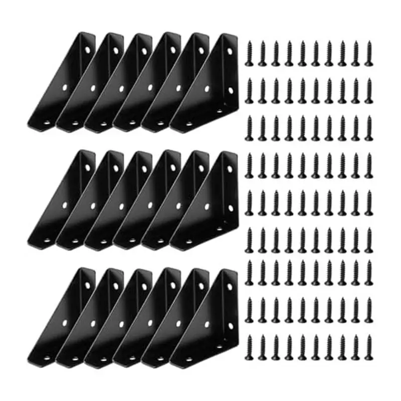 A01F-Metal Angle Bracket, Triangular Shelf Bracket, Corner Table Connector For Bed, Table, 66Mm X 66Mm,18 Pcs
