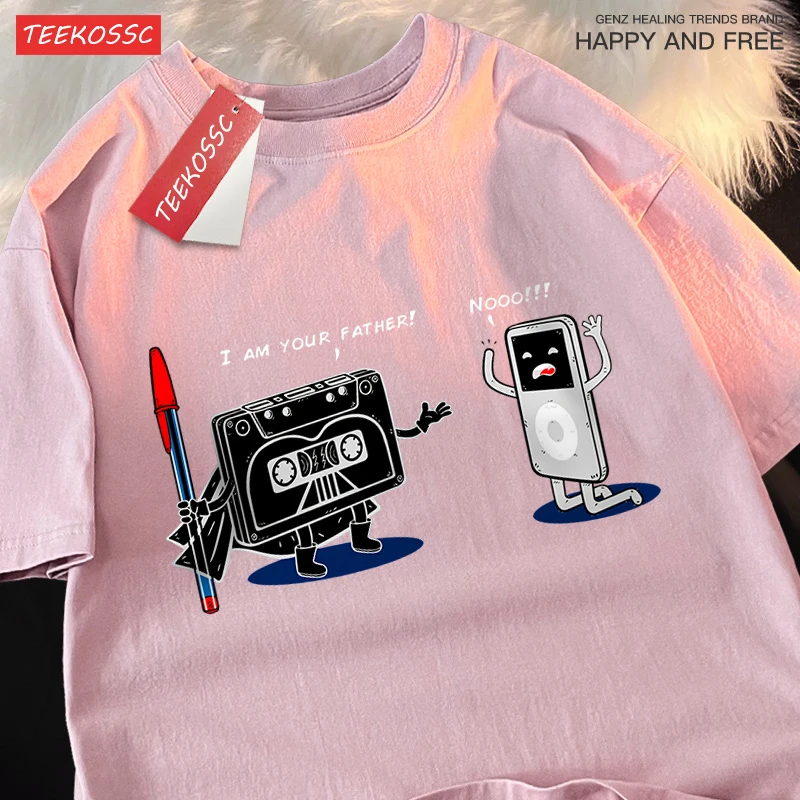 Fun Cassette Tape I Am Your Father Male Clothes Hip Hop Oversize T-Shirts Summer Casual Short Sleeve Cotton Loose Street T Shirt image 3