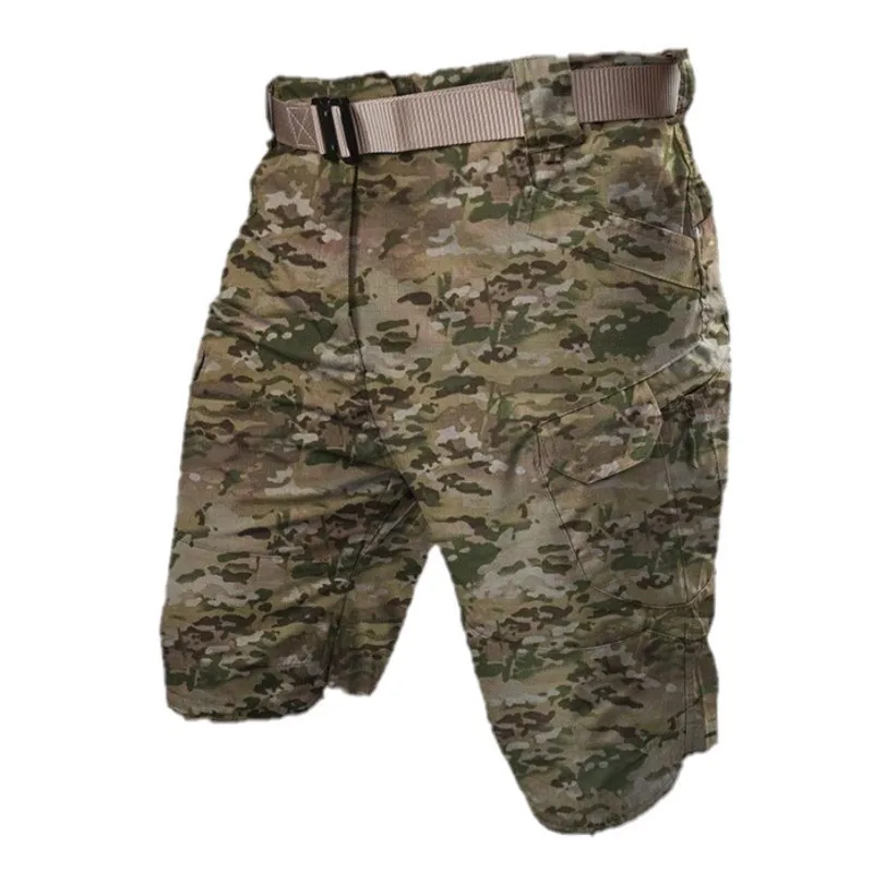 Shorts táticos masculinos com bolsos múltiplos, shorts de carga duráveis casuais, impermeáveis para caminhadas ao ar livre e trekking