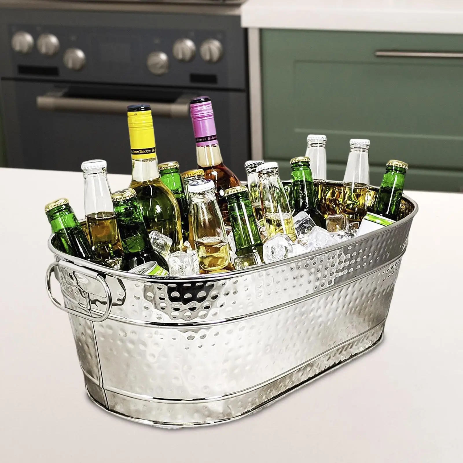 Ice Bucket Galvanized Tub Storage Container Durable Lightweight Ice Tub Beer Buckets for Drinks Champagne Cocktail Wine Party