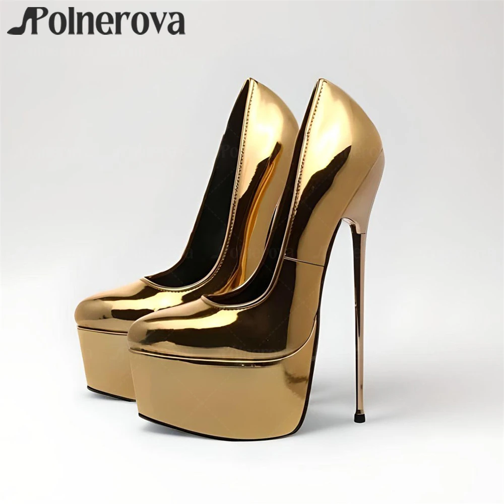 19cm Extremely Metallic Stiletto Pumps 9cm Platform Sexy High Heels Custom Multi-color Handmade Large Size High Heels for Women