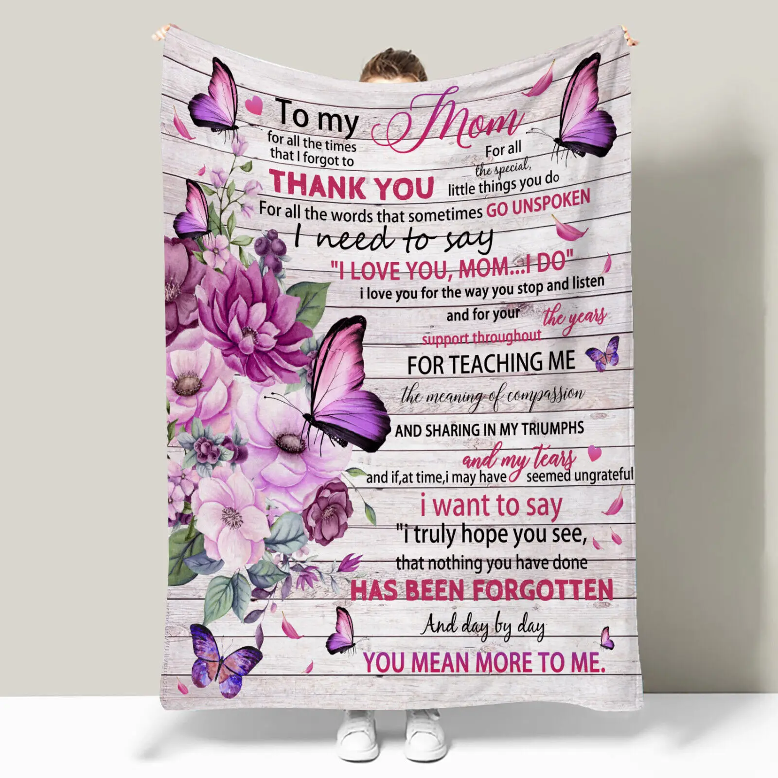 

Butterfly Purple Floral Mothers Day Throw Blanket for Couch Bed Sofa Office