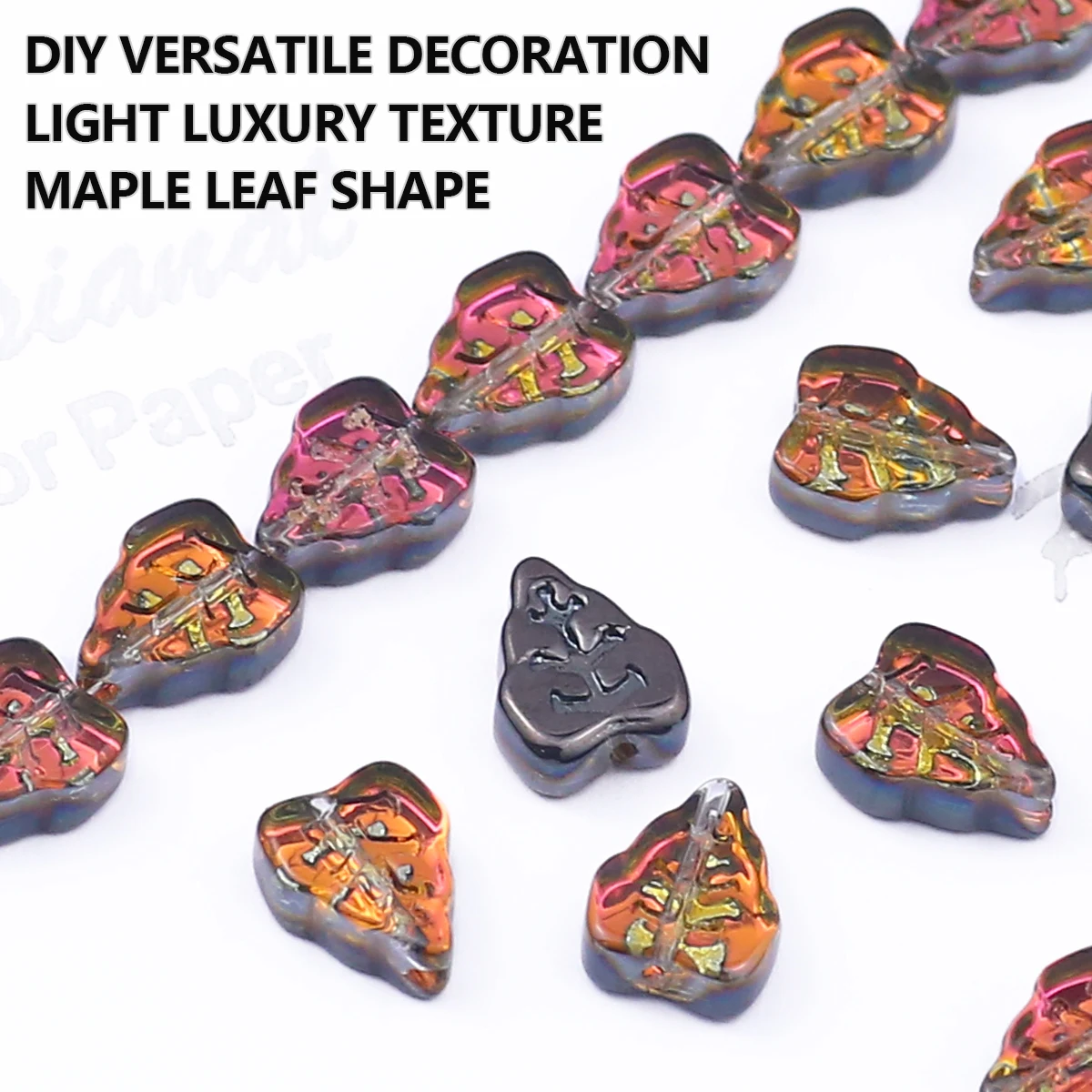 

1/2Strands 10x8MM Black Rose Red Plating Leaf Beads Vertical Hole Glass Bead Spacer Beads for DIY Jewelry Bracelet Accessory