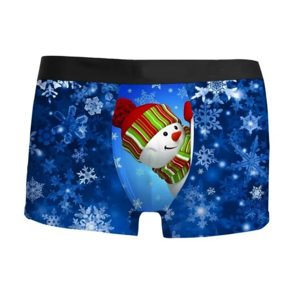 2024 Hot Christmas 3D printed men\'s underwear breathable comfortable fashion inside with mid-waist boxers