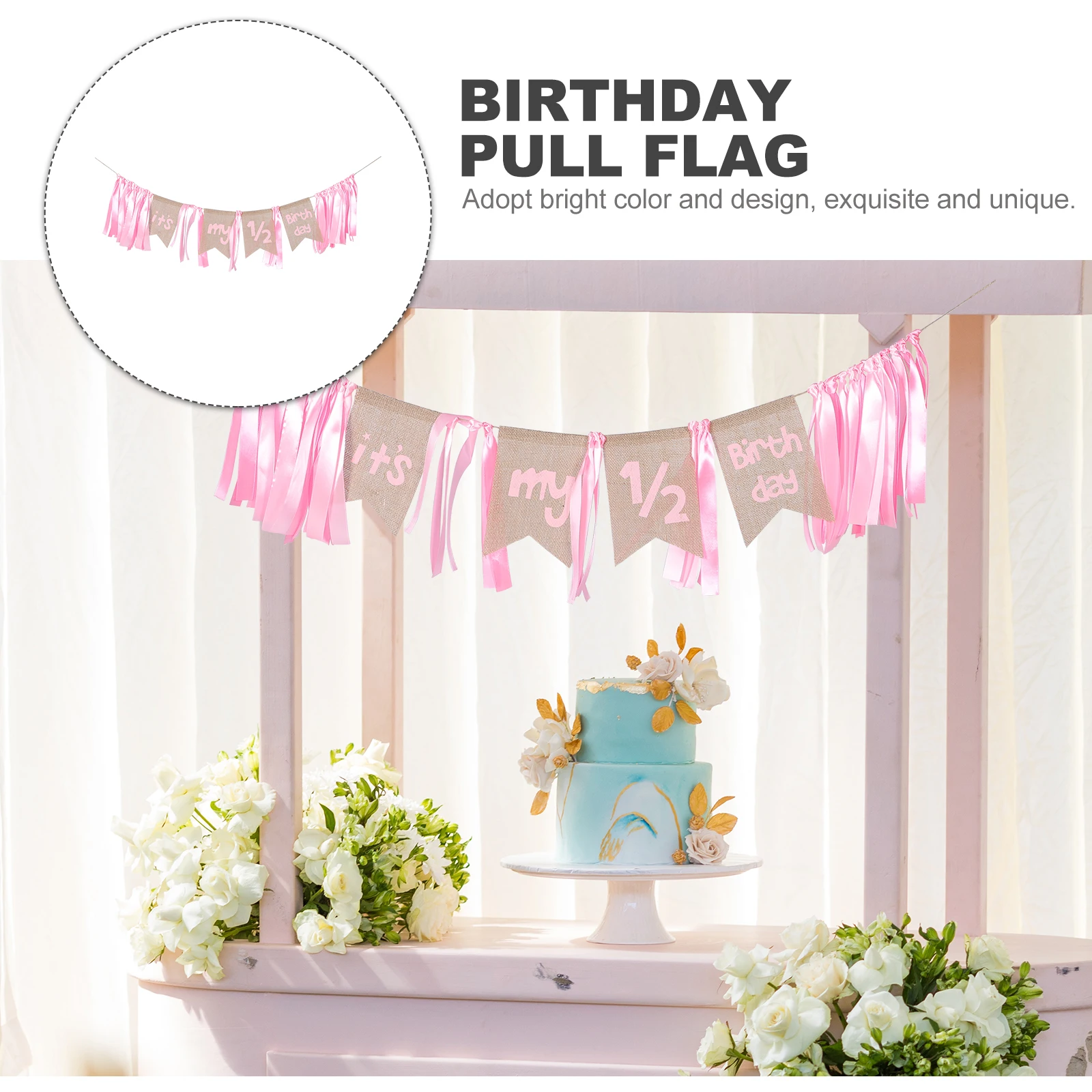 

1 2 Year Old Birthday Chair Banner Flag Decorative String for Highchair Party Supplies Birthday Decorations Cloth Bunting