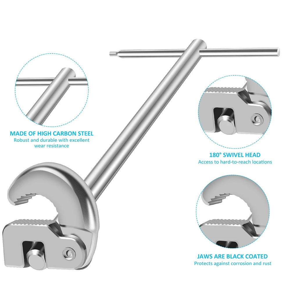 Imagem -03 - Telescópico Bacia Wrench Sink Spanner Mandíbula Ajustável Mão Ferramenta de Reparo Extensível Handle O50 a 11 4