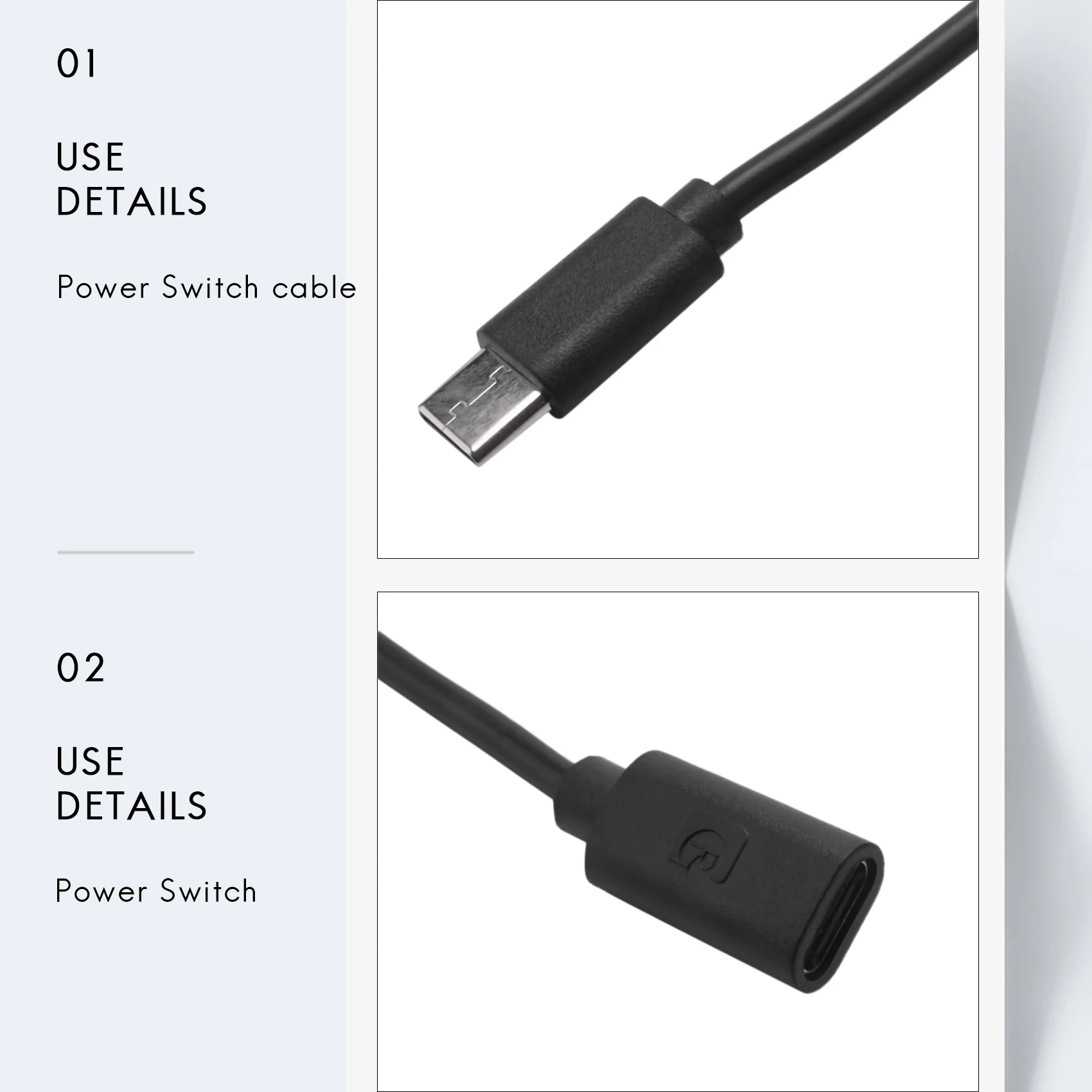 Ab02 interruptor de alimentação usb tipo c com luz indicadora macho para fêmea interruptor de cabo de extensão USB-C para raspberry pi 4b