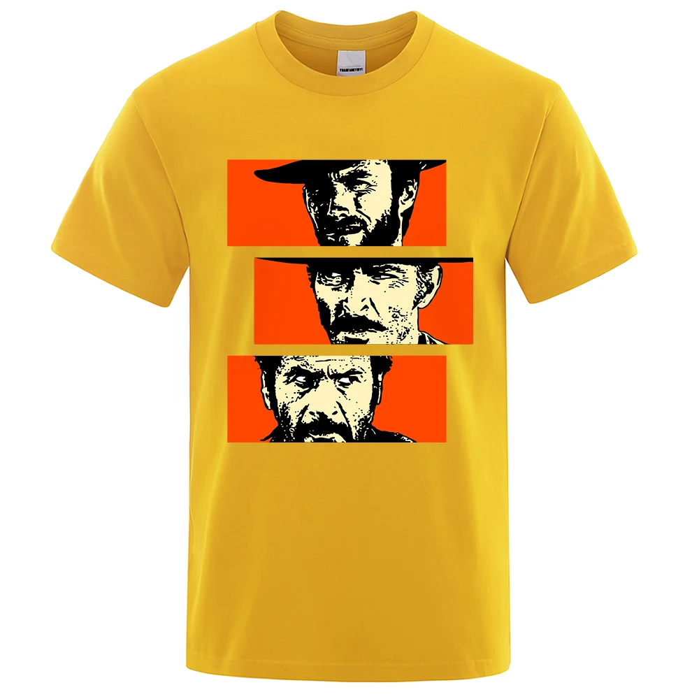 The Good the Bad and Ugly Blondie Angel Eyes Tuco Cowboy T Shirt  Men Women Il buono brutto cattivo Oversized Cotton Tee shirts