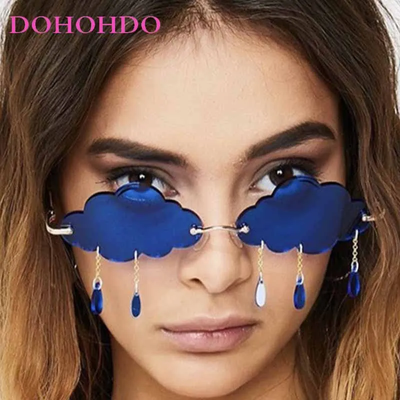 

DOHOHDO Personalized Cloud Pendant Sunglasses Women 2025 Luxury Rimless Irregular Sun Glasses Shades UV400 Ladies Brand Eyewear