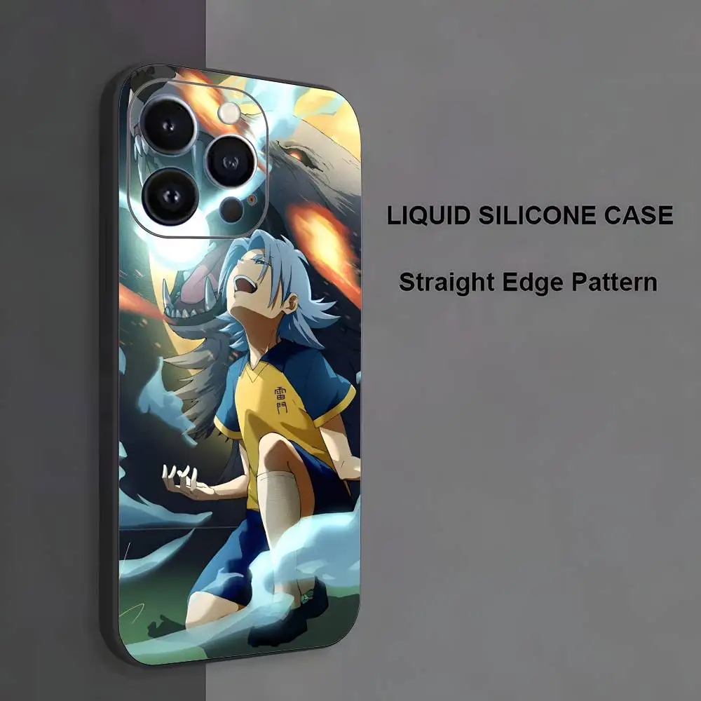 حافظة هاتف I-Inazuma E-Eleven لهاتف iPhone 17,16,15,14,13,12,11,Pro Max,XS,X,XR,SE,Mini,8,7,غطاء أسود من السيليكون الناعم