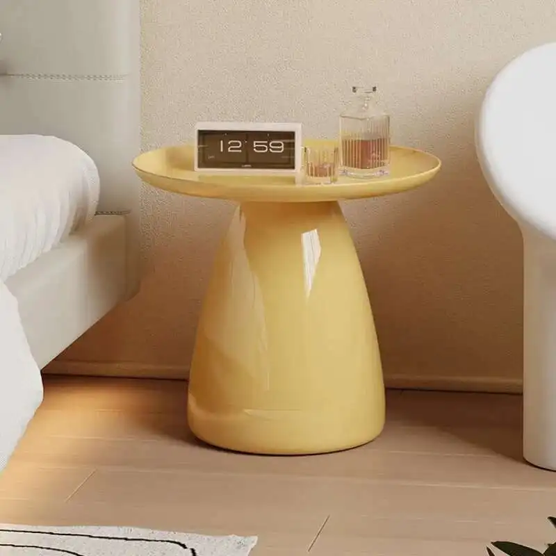 

Coffee White Bedside Table Nightstand Nordic Mini Plastic Bedside Table Nightstand Round Tea Muebles Bedroom Furniture YY50BC