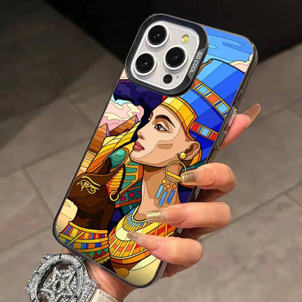 M-Mysterious Ancient Egypt  Phone Case For iPhone 17,16,15,14,13,12,11 Plus,Pro Max,XS,Colorful Silver Phone case Funda Cover