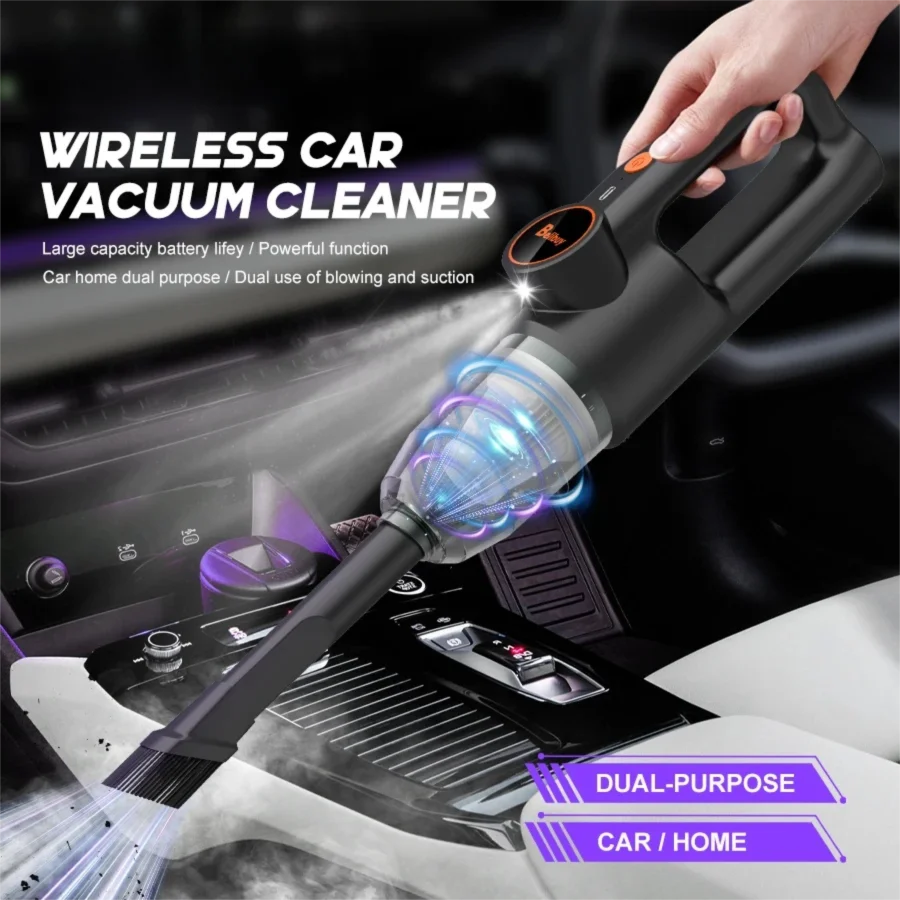 LED-illuminated vacuum cleaner with no-dead-zone cleaning and brush head filter Universal design suitable for all cleaning scena