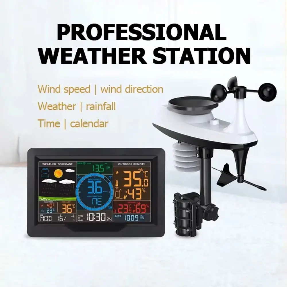 

Professional Wireless Weather Station Weather Forecast Wind Speed Barometric Weather Station Clock Rain Gauge Outdoor Sensor
