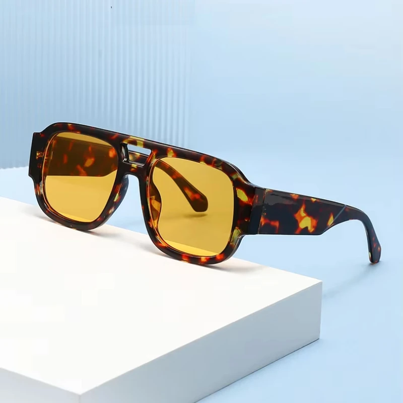 Protective Glasses 1/4 Sets Large Frame Double Bridges Square Sun Glasses Women Candy Color Men Eyeglasses Outdoor Sports Shades image 6