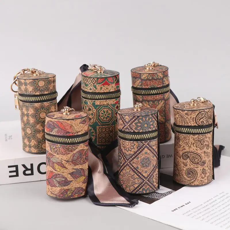 Retro-Print-Münzgeldbörse, tragbare Geldbörse mit Reißverschluss und Schlüsselanhänger, multifunktionale Mini-Aufbewahrungstasche, Lippenstifttasche für Damen, Geschenkidee. – Detail 1