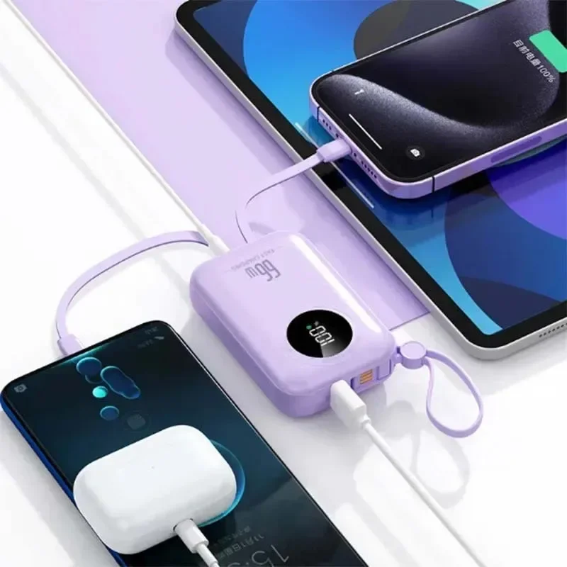 La ricarica rapida da 20000 mAh viene fornita con cavo PowerBank Mini display digitale Alimentatore mobile portatile è adatto per iPhone Xiaomi
