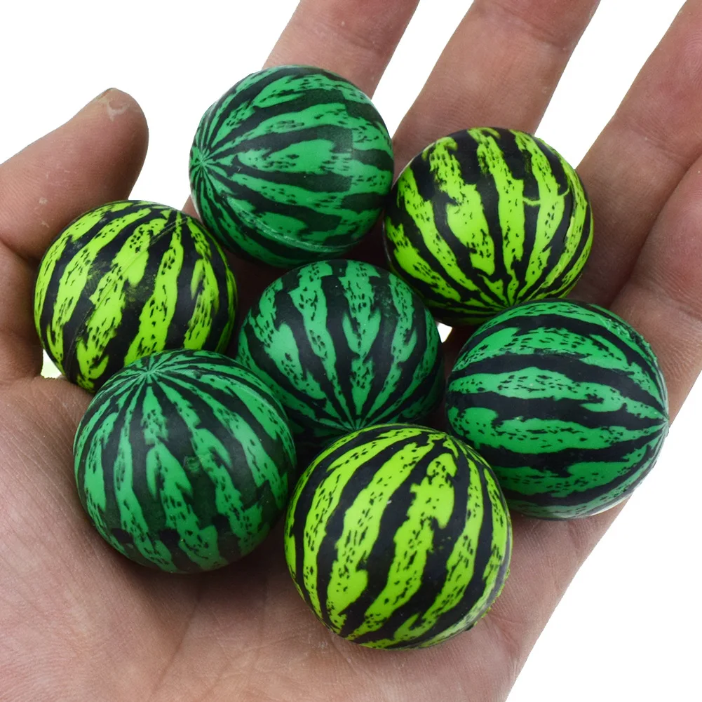 5Pcs 30MM Green Simulation Watermelon Bouncy Ball Toys Creative Children's Twister Egg Toys Mini Watermelon Bouncy Ball Toys