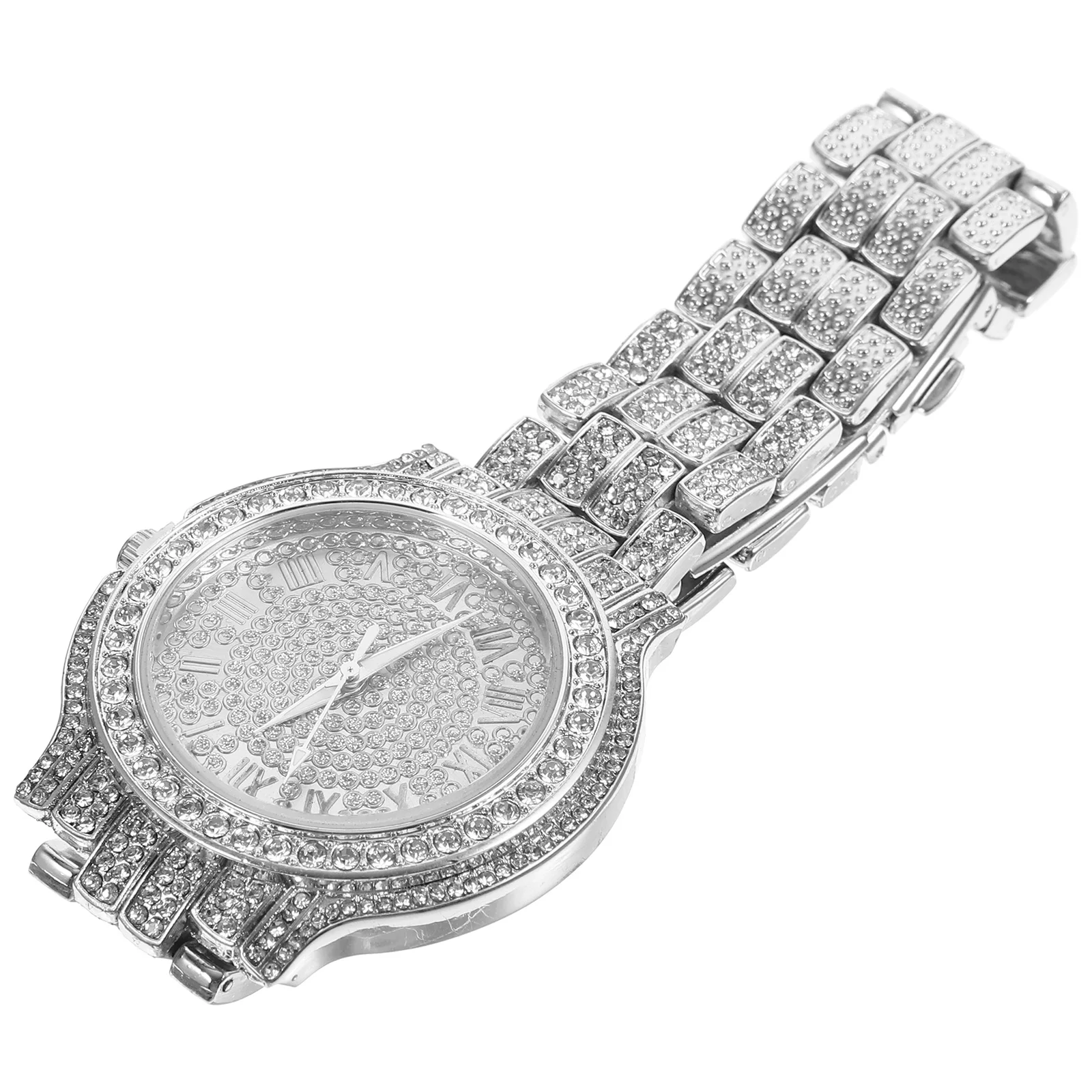 Rhinestone Ladies Watch Quartz Wrist Watches Women Silver Rhinestones Decorative Timepiece Stylish Practical Casual Fashion