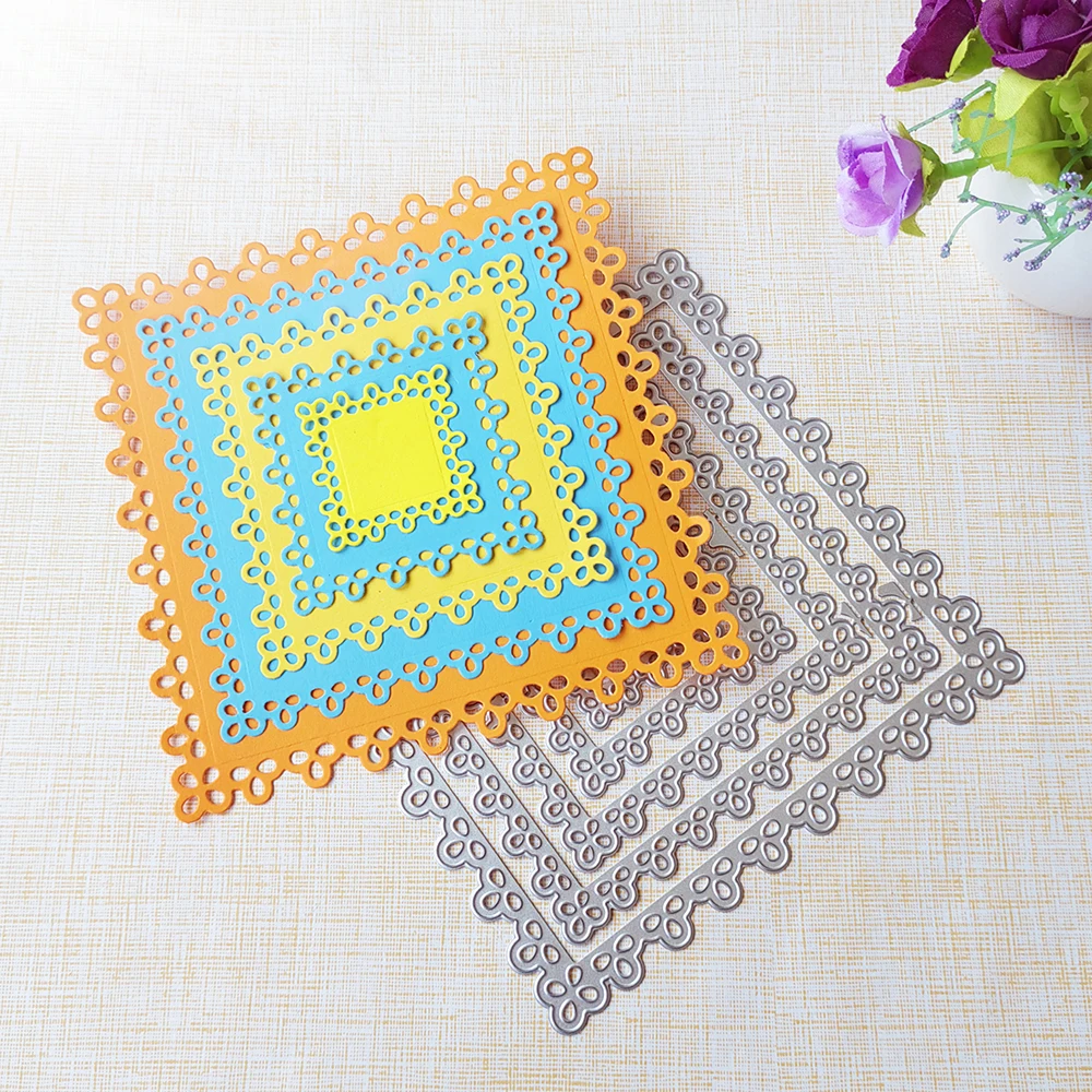 

New 5 sizes of square lace cutting dies scrapbook decoration embossed photo album decoration card making DIY crafts