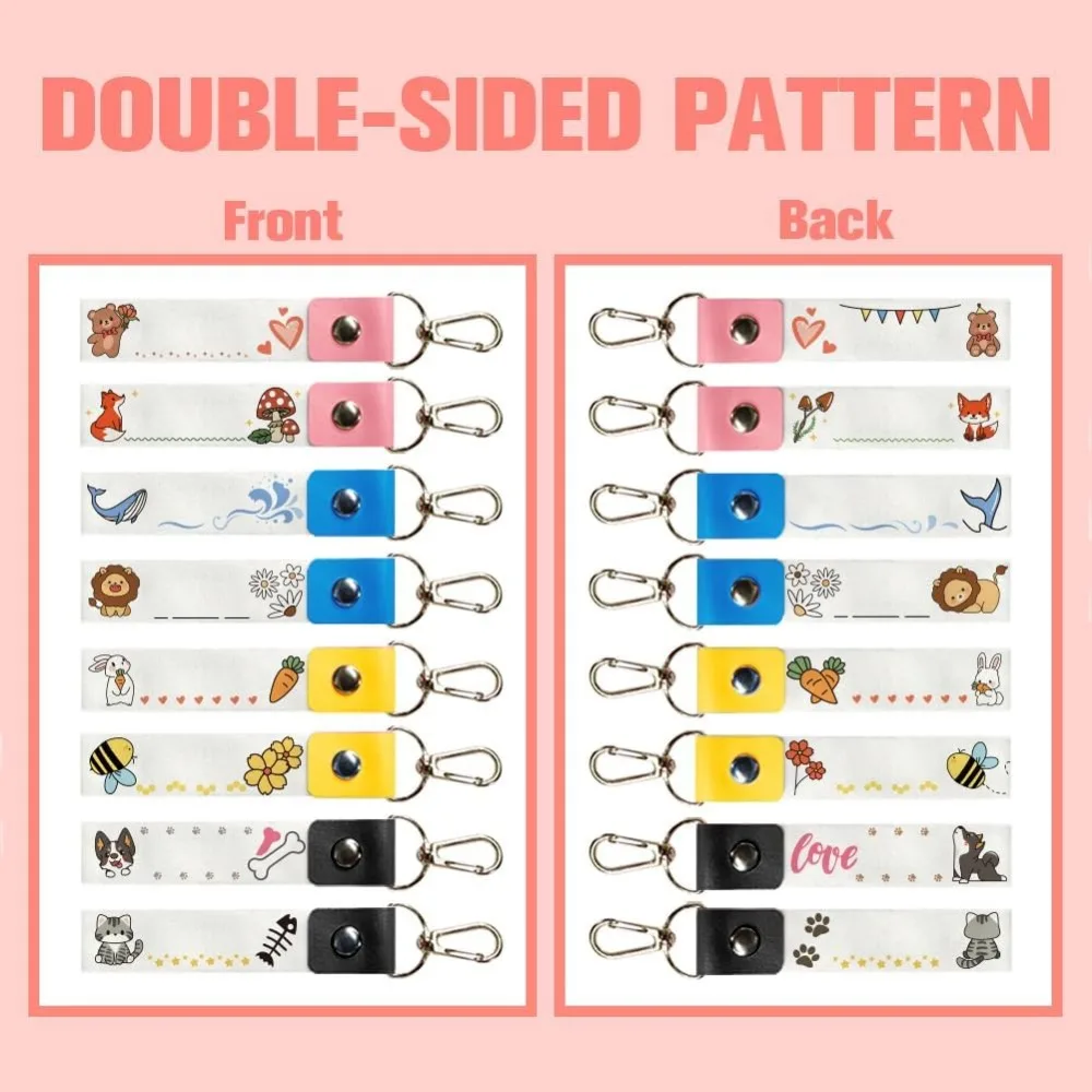 8Pcs Animal Theme Personalized Name Tags Hooks 5.1x0.8 Inch Backpack Name Tags Rabbit Fox Daycare Labels Dog Cat PU making kit