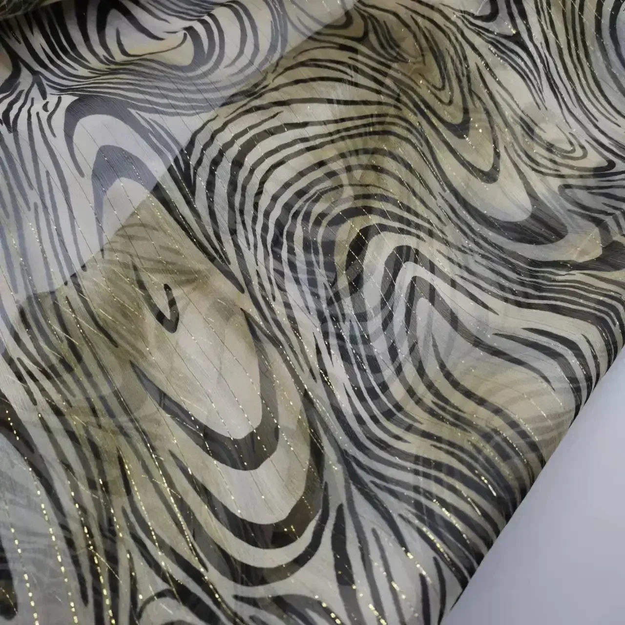 100% Silk Zebra Ombre Georgette Fabric Soft Metallic Jacquard Sexy Wild Dress Scarf Material