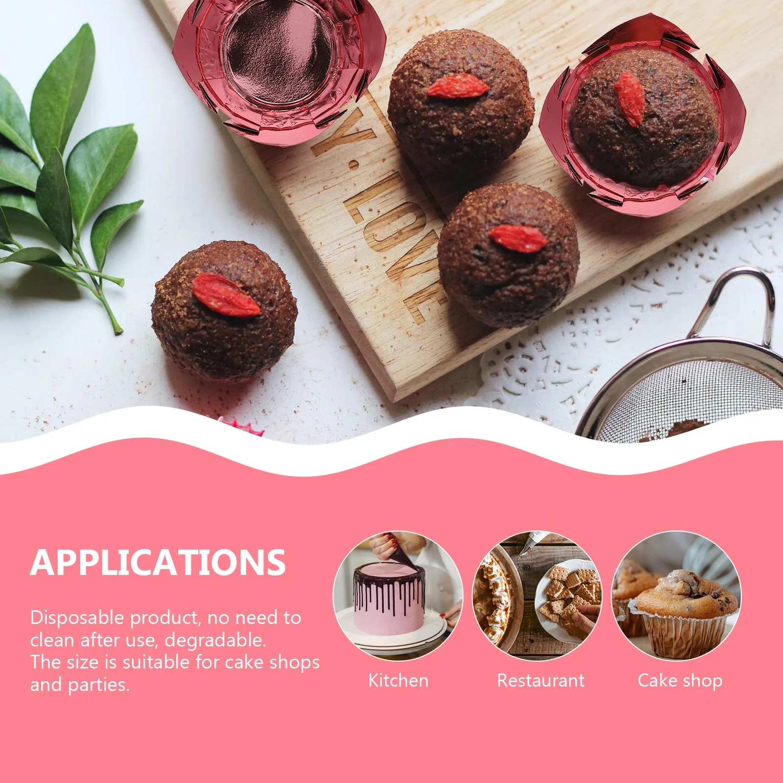 

50 Pcs Cake Cups Cupcake Decorative Paper Giant Cupcakes Containers Baking Muffin