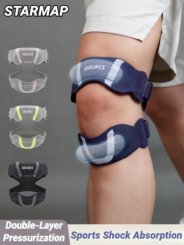 Alça de joelho patela com almofada de silicone ergonômica para suporte de tendão patelar estabilizador de compressão ajustável cintas faixa de dor