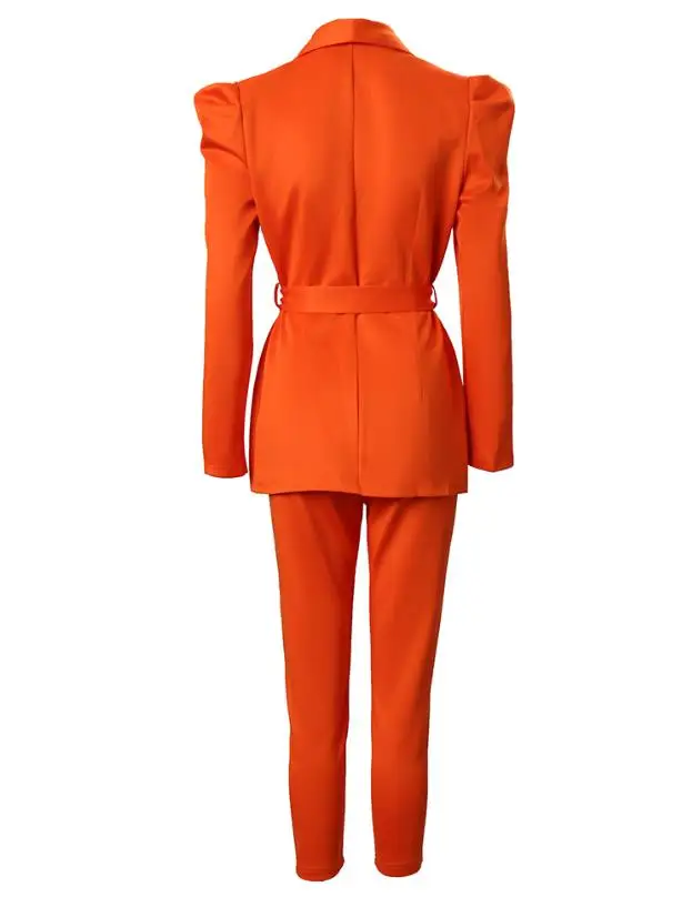 Shawl Collar Fluffy Sleeve Strap Suit Pants Set 2023 New Hot Selling Women's Long Sleeves