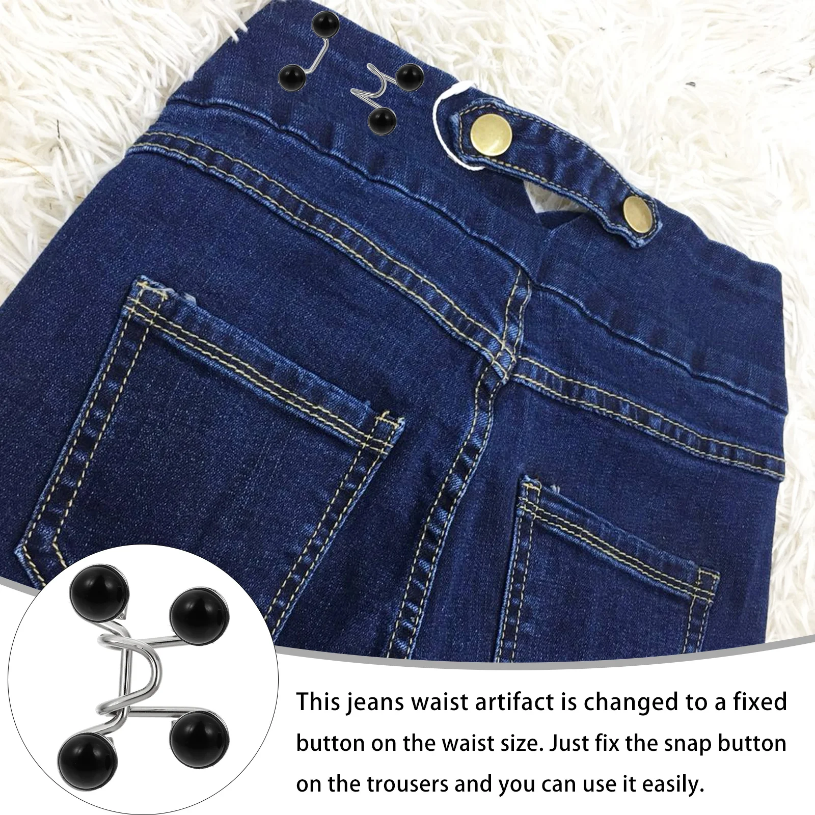 

2 set Adjustable Instant Buttons Alloy Snap Fastener For Universal Pants Waist Button Detachable Jeans Buckles Non-Slip Tool