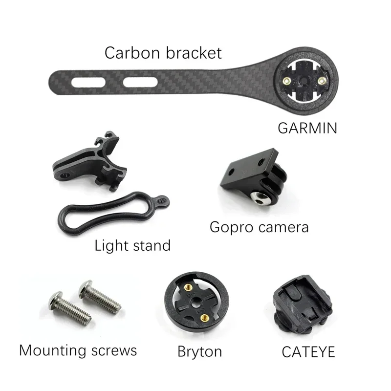 Carbon Fiber Bicycle Road Bike Cycling MTB Computer Stopwatch Speedometer Mount Holder For Garmin Cateye Bryton Gopro