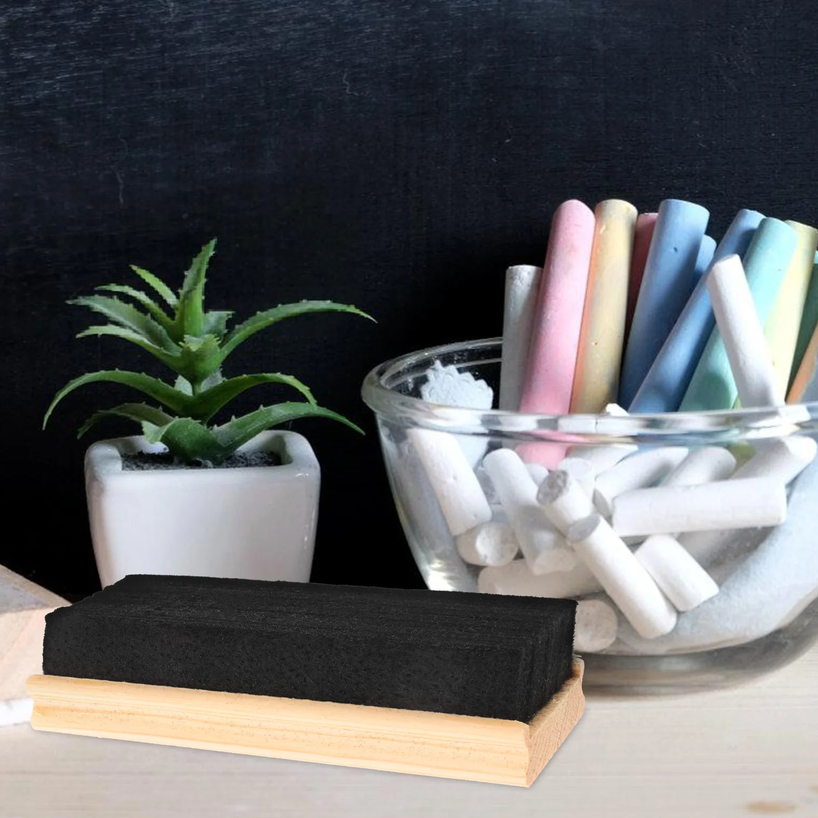 5pcs Mini Chalkboard Eraser Whiteboard Eraser Wood Felt Cleaner Wipe Eraser Dry Erase Board Cleaning School