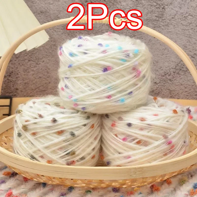 Hilo de Mohair de punto de bola de arcoíris, hilo de lana de ganchillo tejido a mano, hilo de punto hecho a mano para cárdigan, sombreros, bufanda, chal, 2 uds.