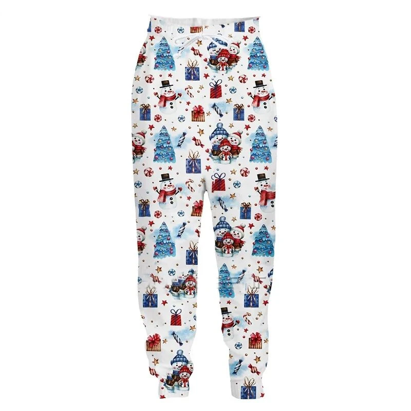 Men's Spring and Autumn Sports Pants 3 Santa Claus D Printed Pants Men's and Women's Street Leisure Sports Jogging Pants Z0132